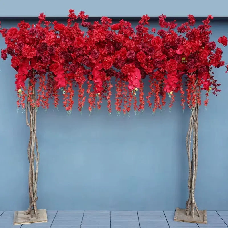Angela Flower A7568 Luxury White Rose Cherry Blossom Hanging Wisteria Flower Row Wedding Backdrop Floral Arrangement Decor Banquet Party Props
