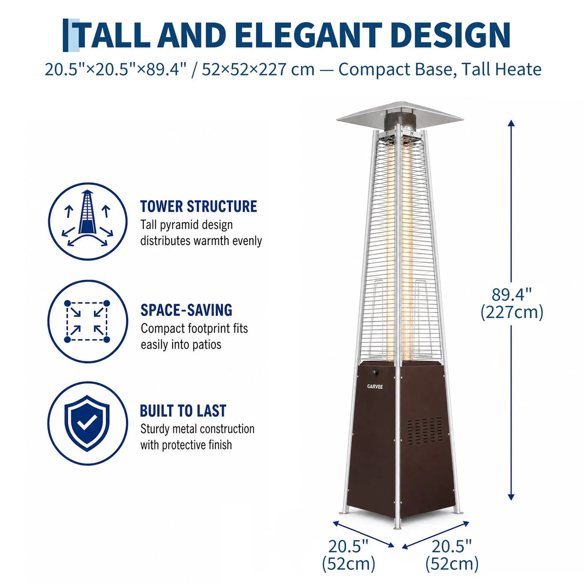 HiMISS Outdoor Propane Patio Heater Featuring Visible Flame and Wheels