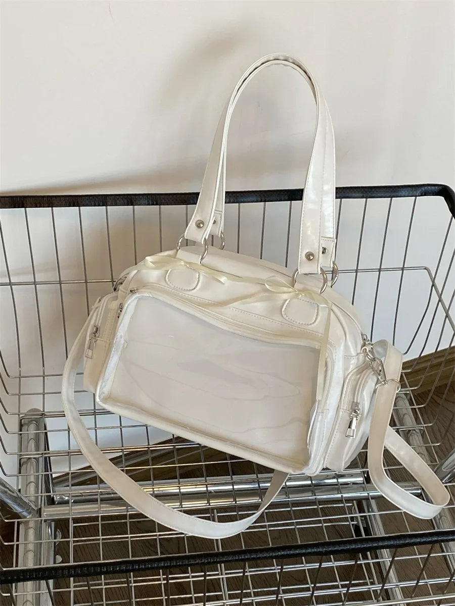 Unisex Soft Tpu Bow Lace Shoulder Bag Portable Crossbody Purse