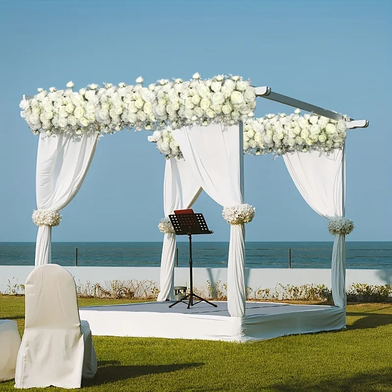 Rose And Hydrangea Artificial Flower Arrangement - Long Strip for Wedding, Engagement, Home Decor, Outdoor Garden Display, No Container Included, Bouquet Accessories