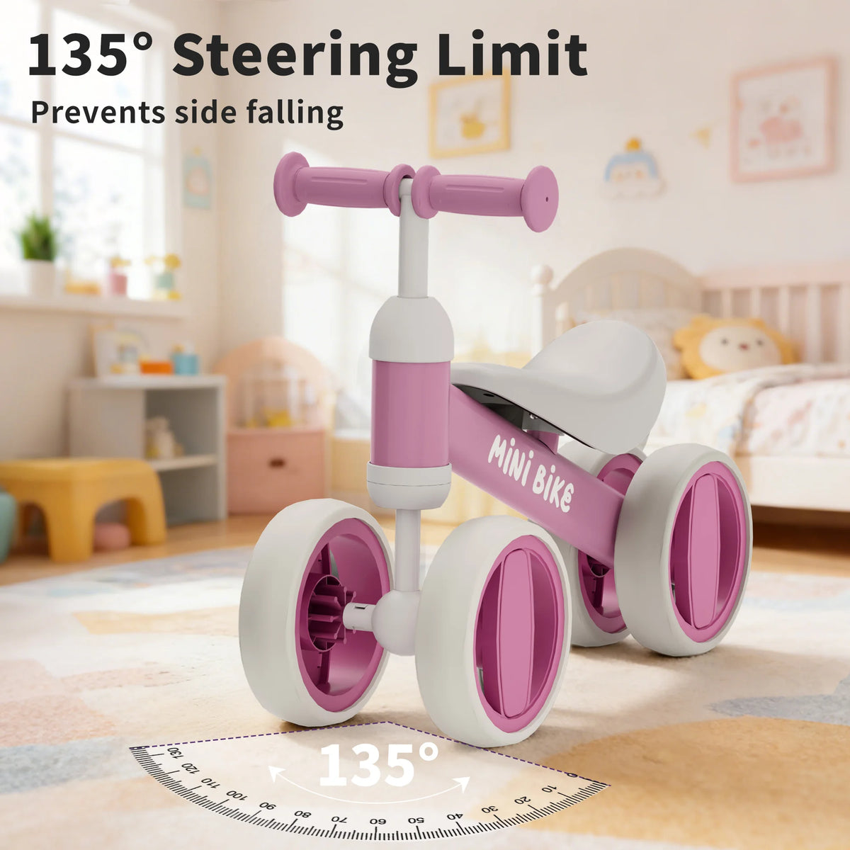 Commugo Toddler Balance Bike Four Wheel Safe Indoor Toy