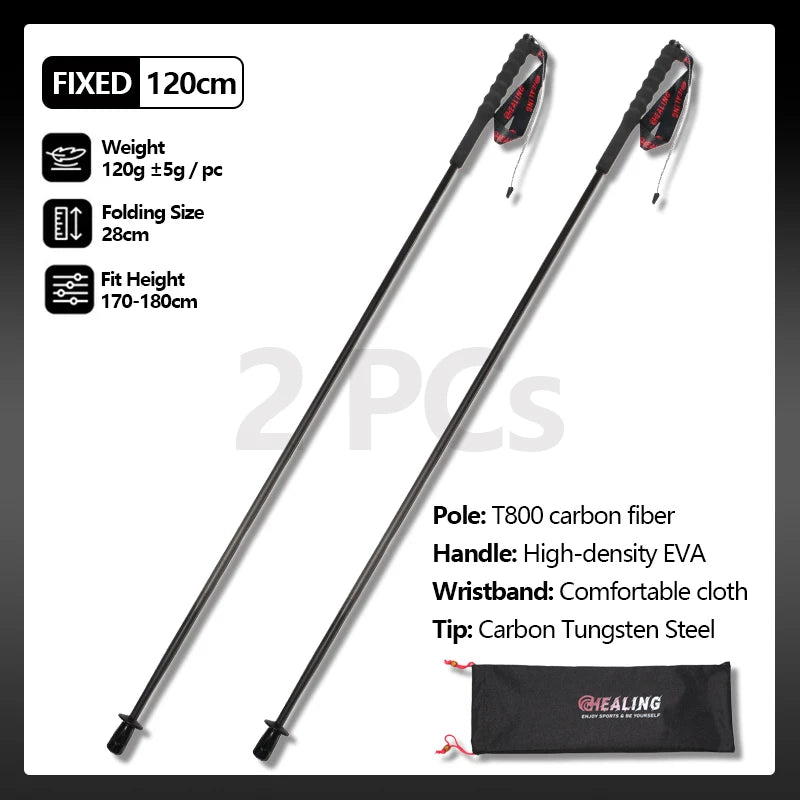 OKHEALING Carbon Fiber Foldable Trekking Poles Lightweight Anti Shock