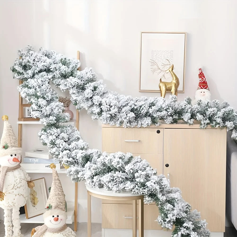 Artificial Frosted Pine Christmas Garland For Holiday Home Decoration