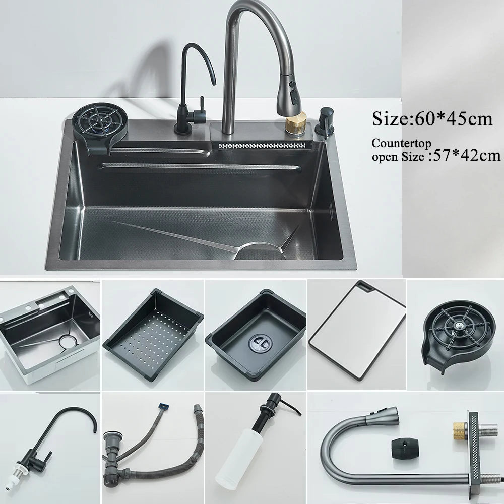 Myqualife 304 Stainless Steel Kitchen Sink With Integrated Digital Faucet