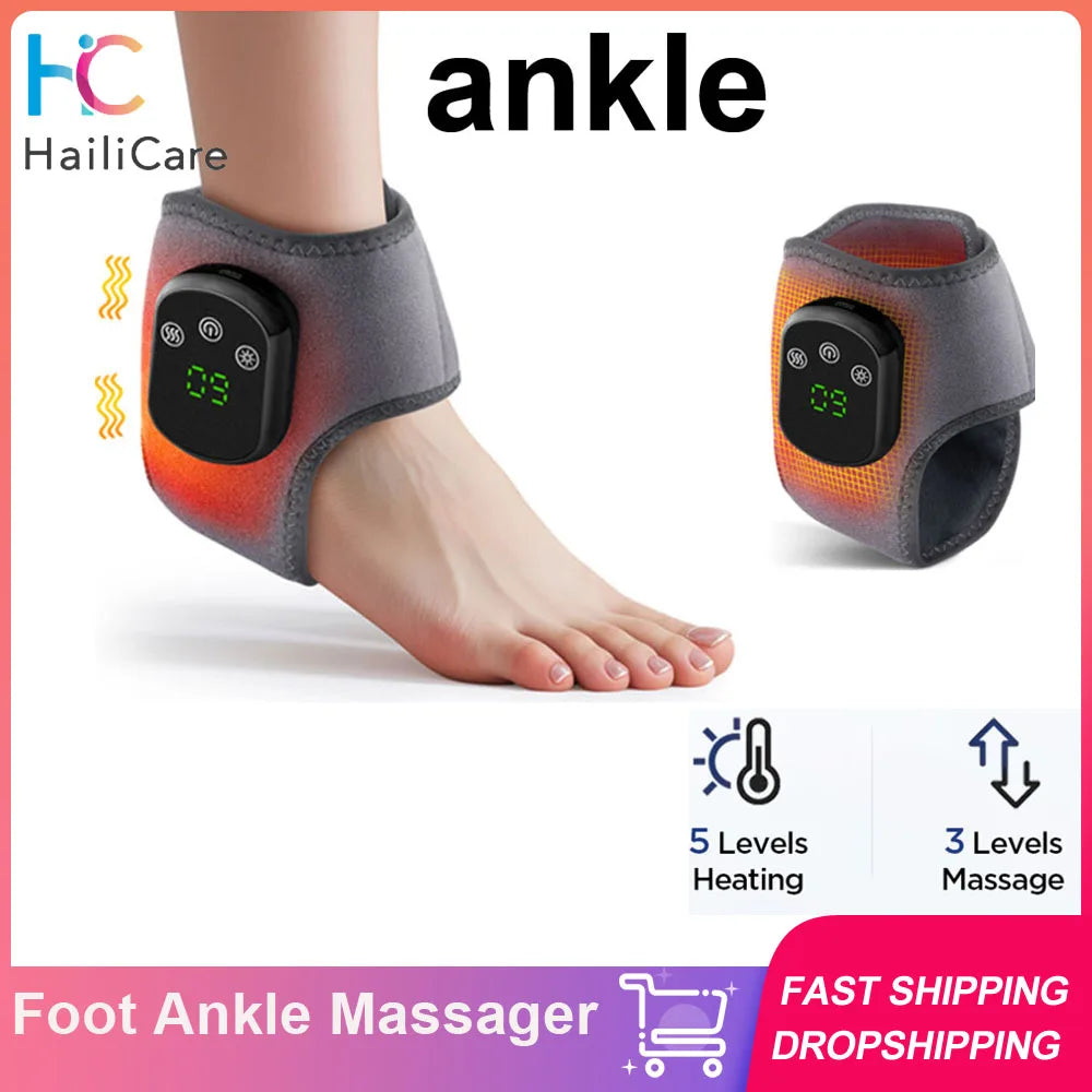 Hailicare Electric Heating Foot Ankle Massager Vibration Wrap Support