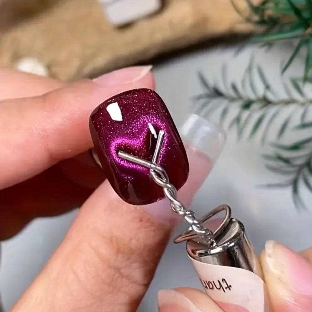 Misscheering Cat Eye Nail Magnet Set For Heart And Ingot Shapes
