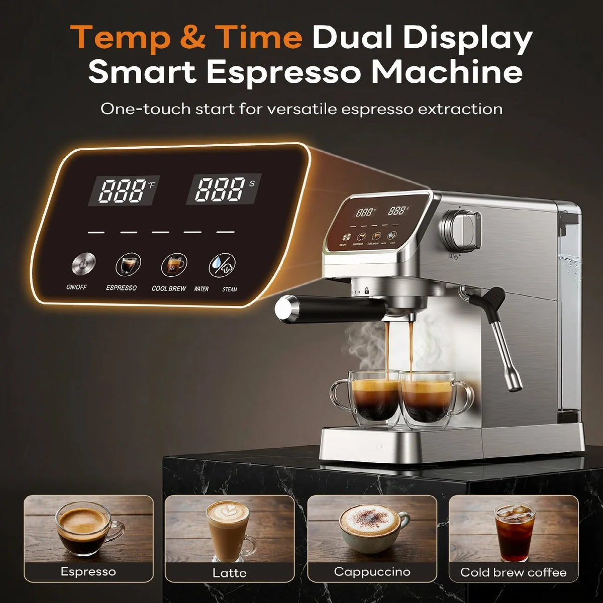 20 Bar Touchscreen Espresso Machine With Integrated Milk Frother
