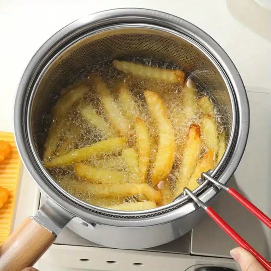 Stainless Steel Deep Frying Pot Mini Small Frying Pan With Lid And Frying Basket Multifunctional Household Kitchen Cookware Baby Food Milk Pot Portable Deep Fryer Pot For Home Cooking sh260321141627432457714