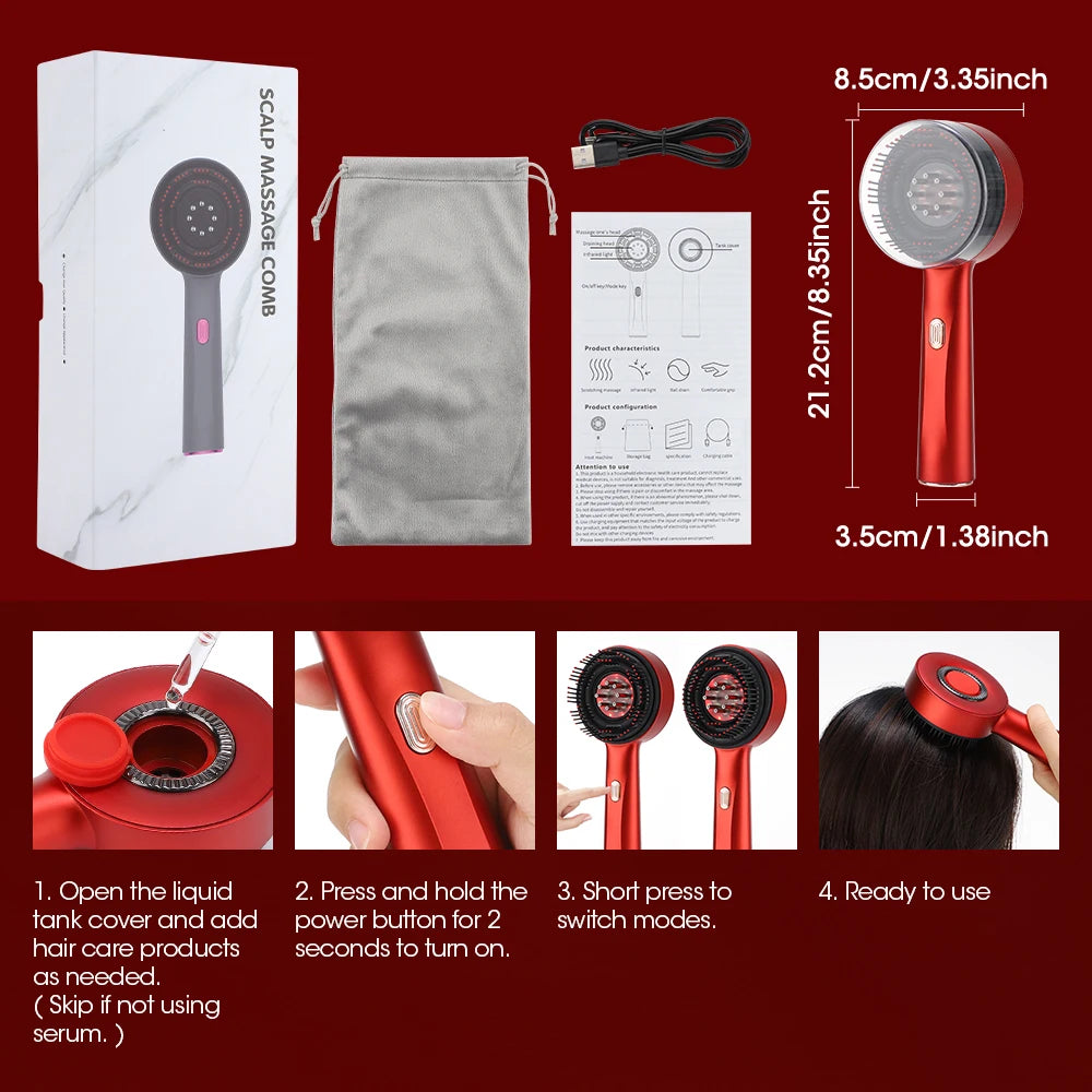 Hailicare Electric Red Light Scalp Massager Comb For Hair Relaxation