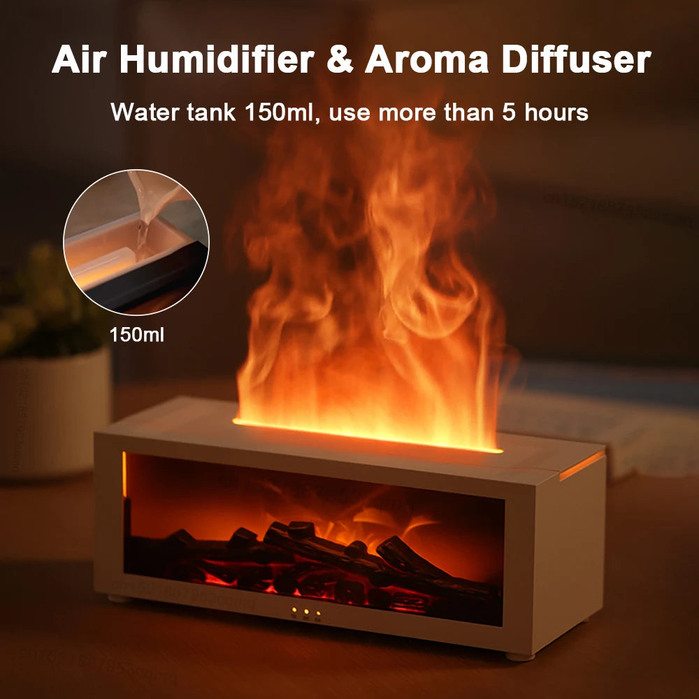 Silent Flame Aromatherapy Diffuser With Led Light And Usb Remote Control
