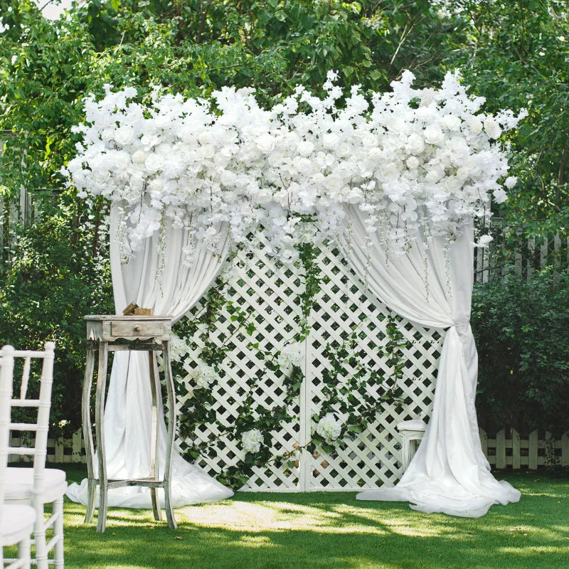 Angela Flower A7568 Luxury White Rose Cherry Blossom Hanging Wisteria Flower Row Wedding Backdrop Floral Arrangement Decor Banquet Party Props