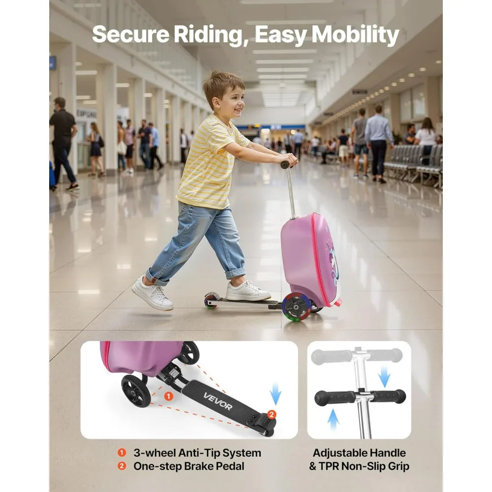 VEVOR Kids Ride On Scooter Suitcase With Flashing Wheels