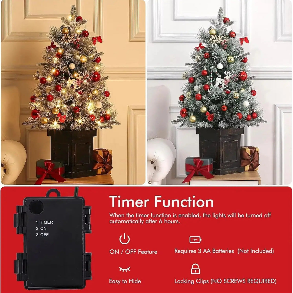 Pre Lit Artificial Christmas Tree With LED Lights And Timer