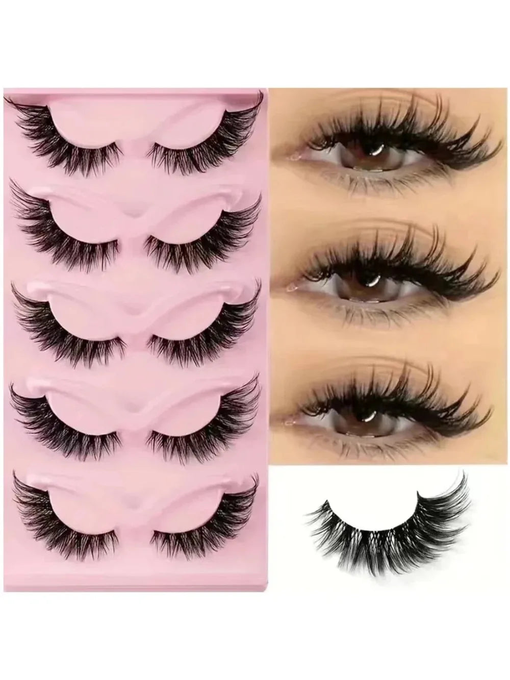 Hot Selling 5 Pairs Cat Eye False Eyelashes Natural Look Wispy Lashes for Daily Eye Makeup