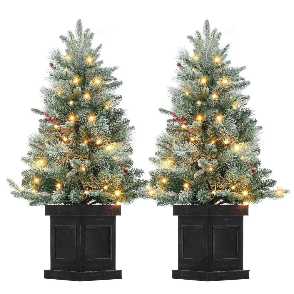 Pre Lit Artificial Christmas Tree With LED Lights And Timer