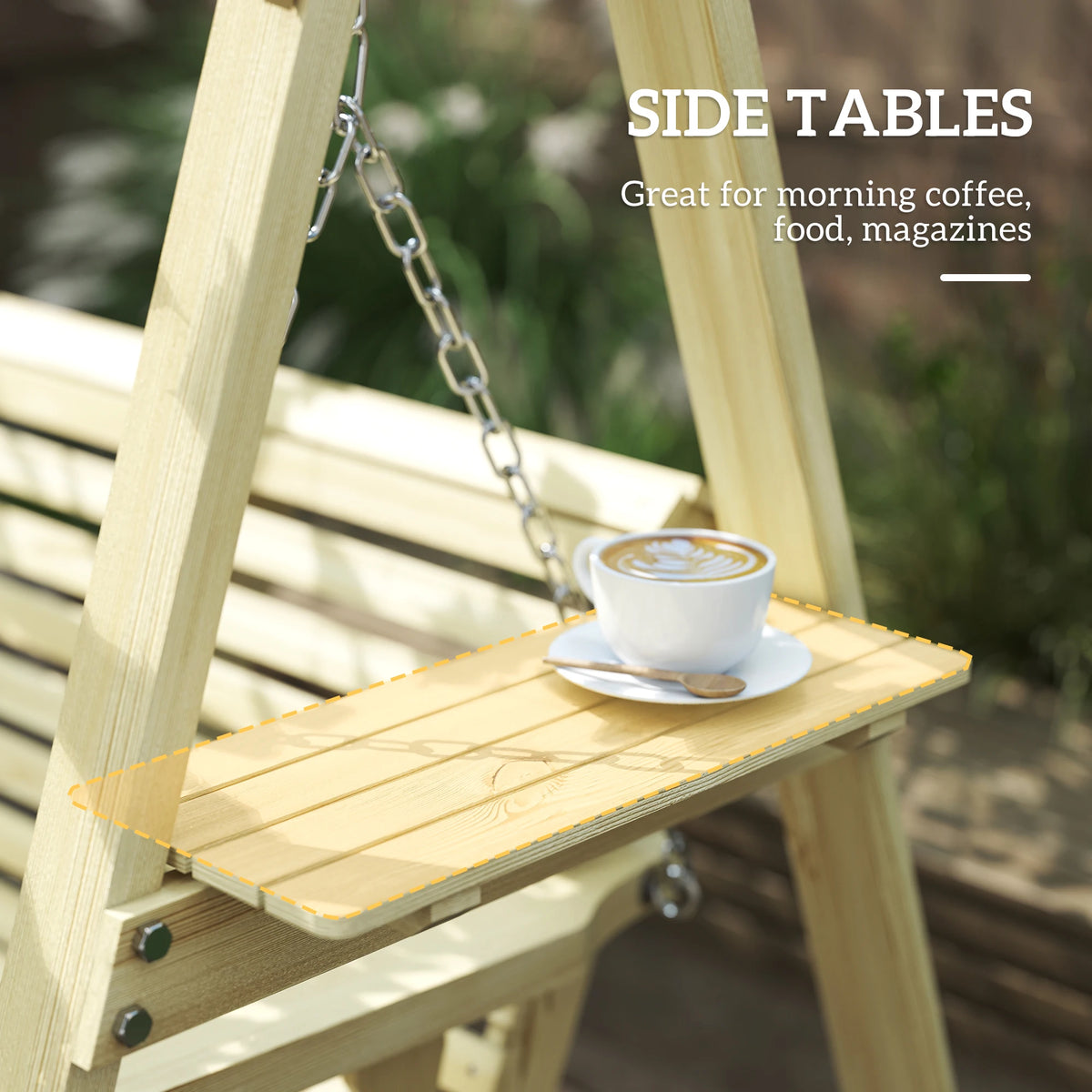 Outsunny Three Seat Porch Swing With Stand And Side Tables