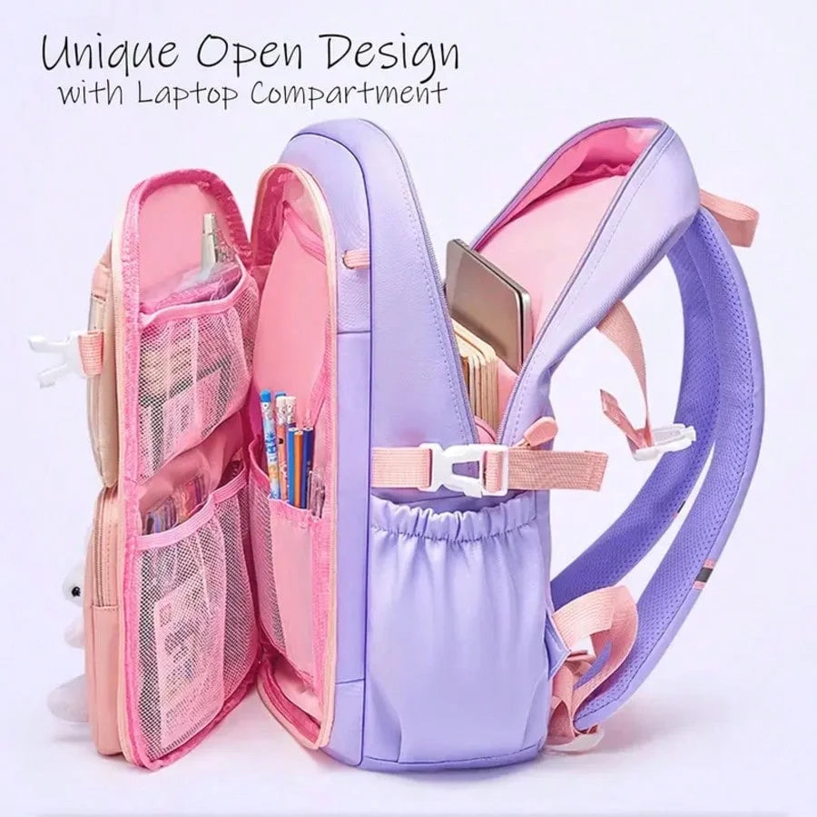 Lightweight Polyester Schoolbag With Multiple Pockets And Reflective Strips