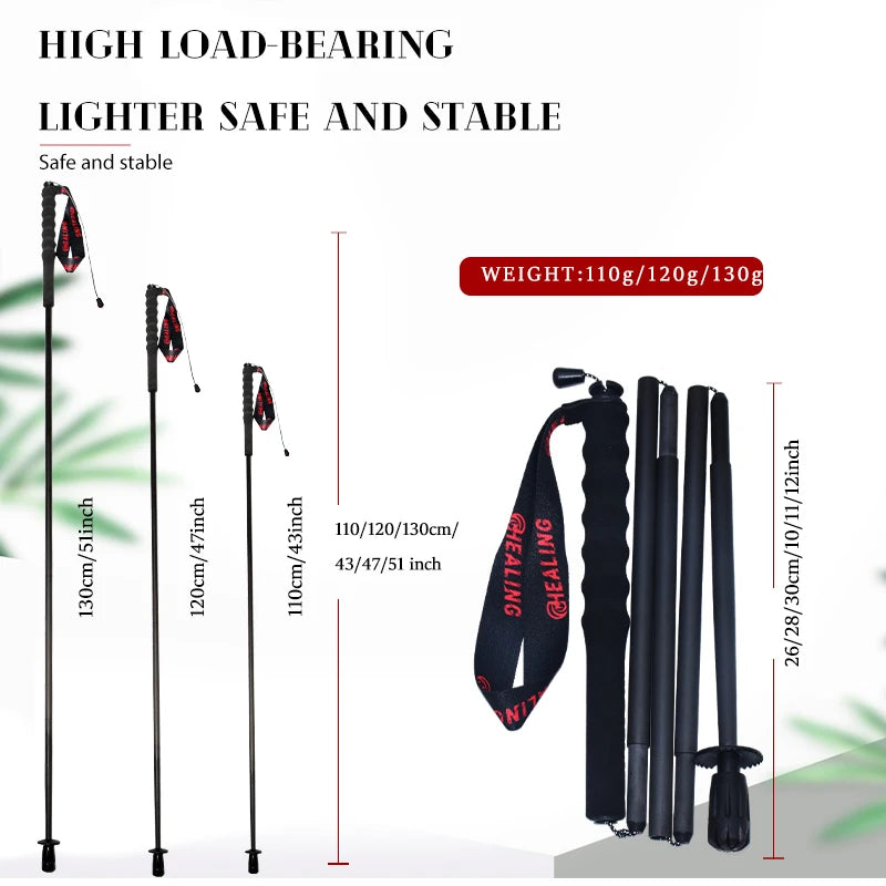 OKHEALING Carbon Fiber Foldable Trekking Poles Lightweight Anti Shock