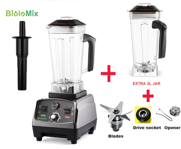 Biolomix Heavy Duty Timer Blender Food Processor With Tritan Jar