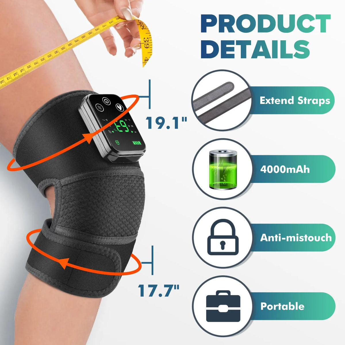 Hailicare Cordless Knee Massager With Heat And Vibration Relief