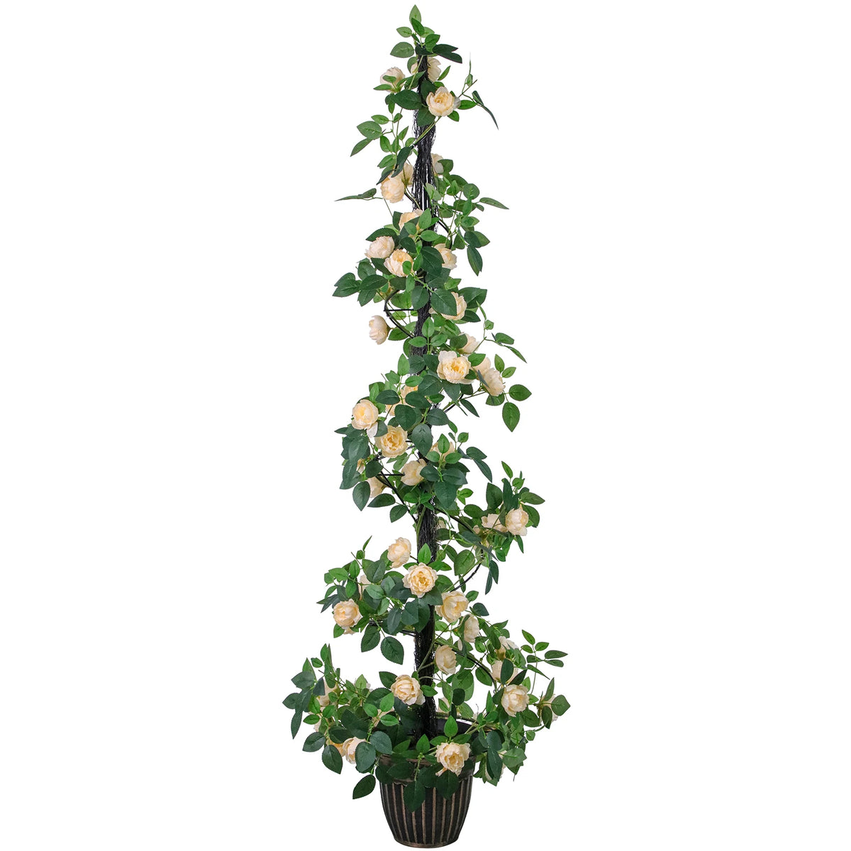 Artificial Rose Tree With Pot Silk Faux Roses Indoor Decor