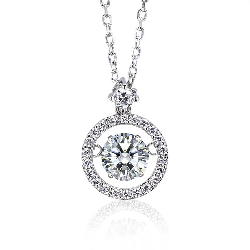 925 Sterling Silver Moissanite Pendant Necklace Round Cut Clavicle Chain