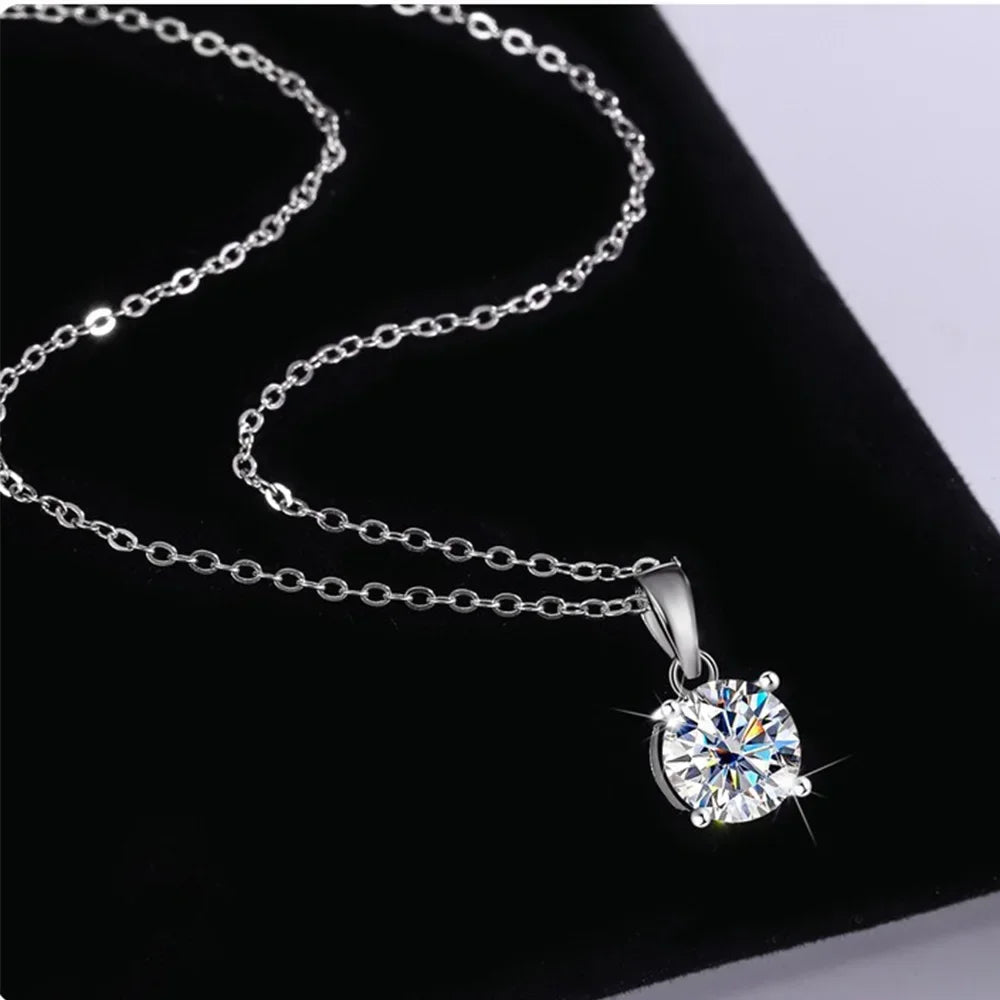 Angel Bola Sterling Silver Moissanite Pendant Necklace For Women