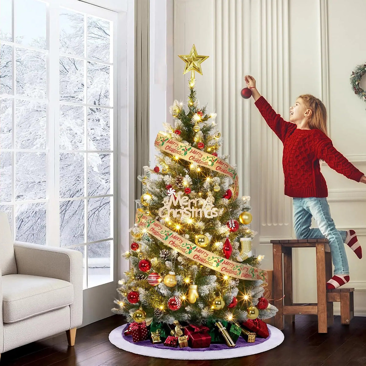 Tacleekii Artificial Christmas Tree With Pinecones And Built In Lights