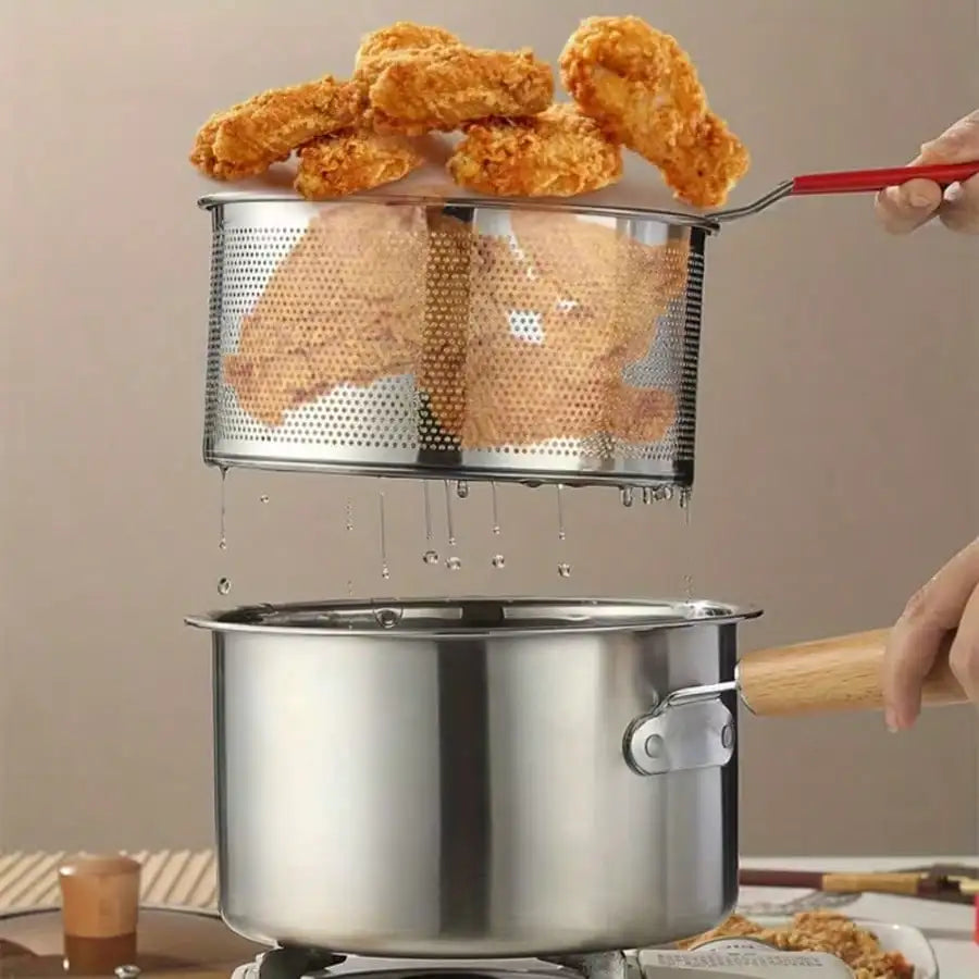 Stainless Steel Deep Frying Pot Mini Small Frying Pan With Lid And Frying Basket Multifunctional Household Kitchen Cookware Baby Food Milk Pot Portable Deep Fryer Pot For Home Cooking sh260321141627432457714