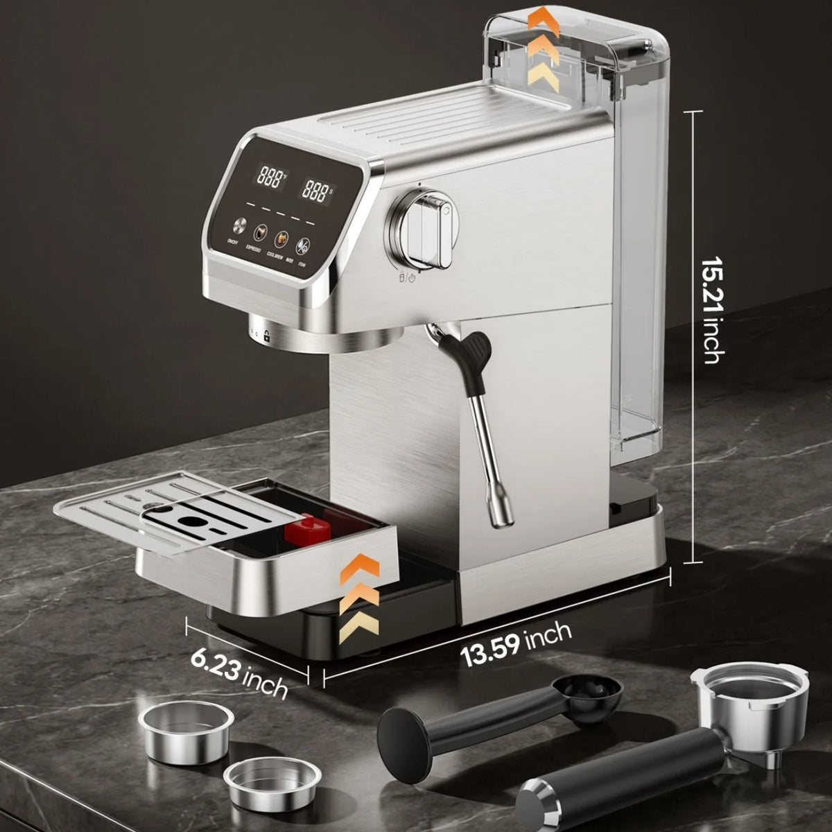 20 Bar Touchscreen Espresso Machine With Integrated Milk Frother