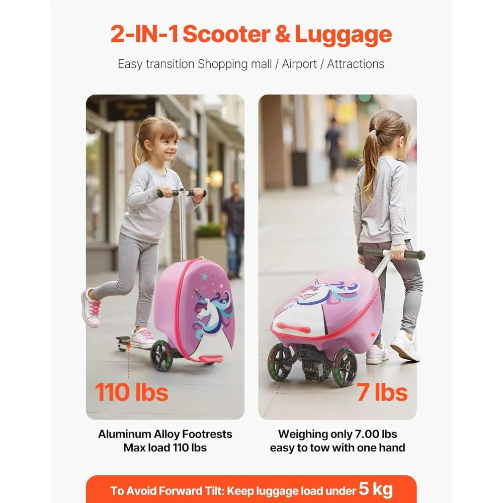 VEVOR Kids Ride On Scooter Suitcase With Flashing Wheels