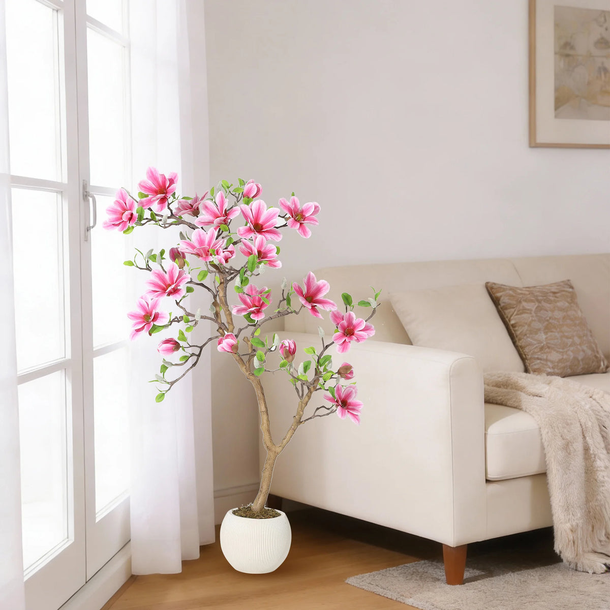 HiMISS Artificial Silk Magnolia Tree For Indoor Home Decor