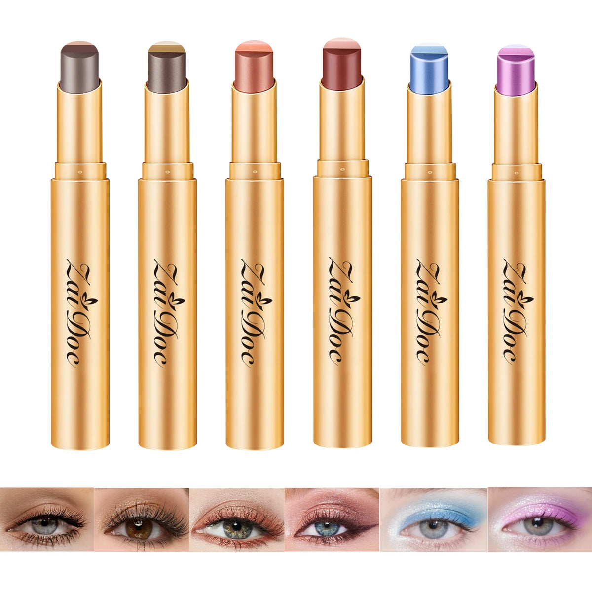 ZaiDoc 3 Color-in-1 Eyeshadow Stick Glitter Shimmer Natural Creamy Long Lasting Makeup 3.5g Each
