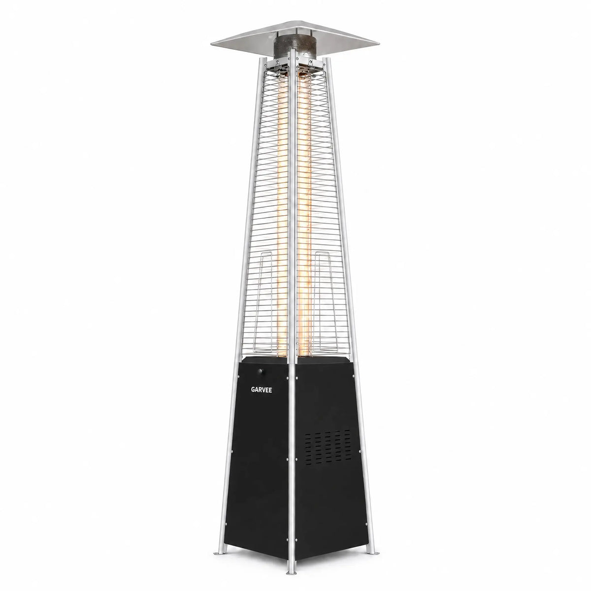 HiMISS Outdoor Propane Patio Heater Featuring Visible Flame and Wheels