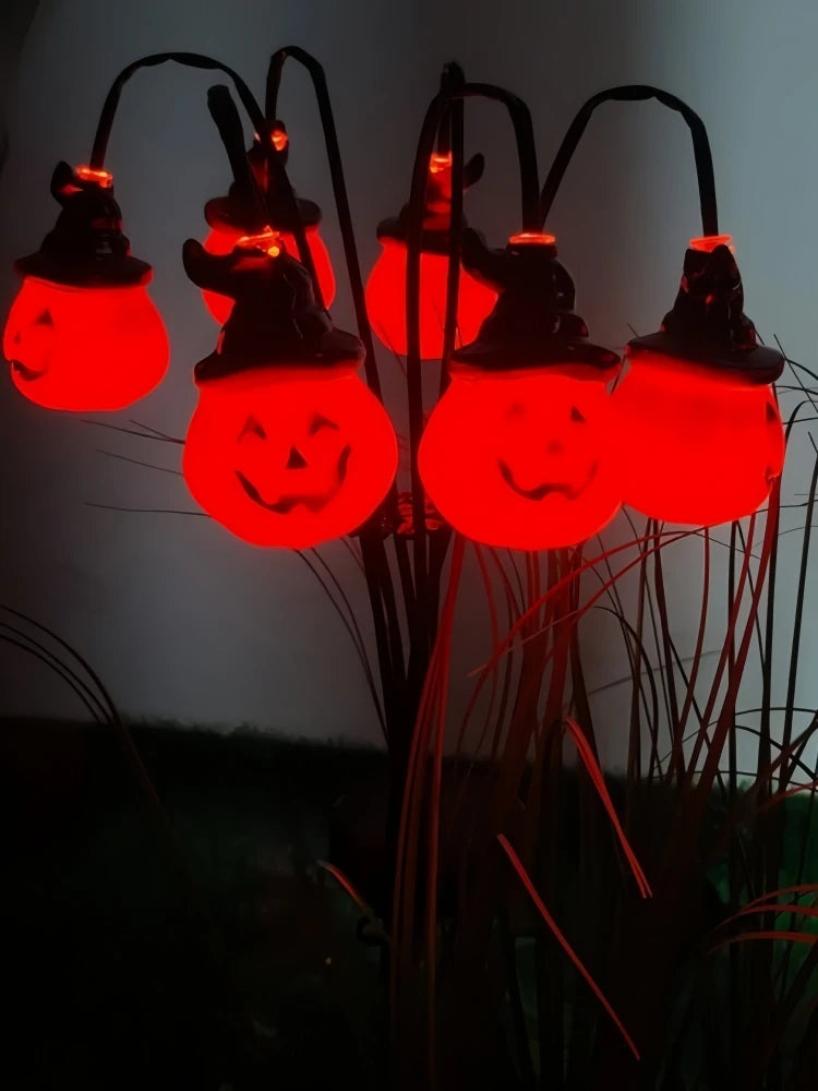 Halloween Solar Pumpkin Garden Lights Outdoor Waterproof Orange Ghost Lights Garden Yard Terrace Holiday Horror Decorations