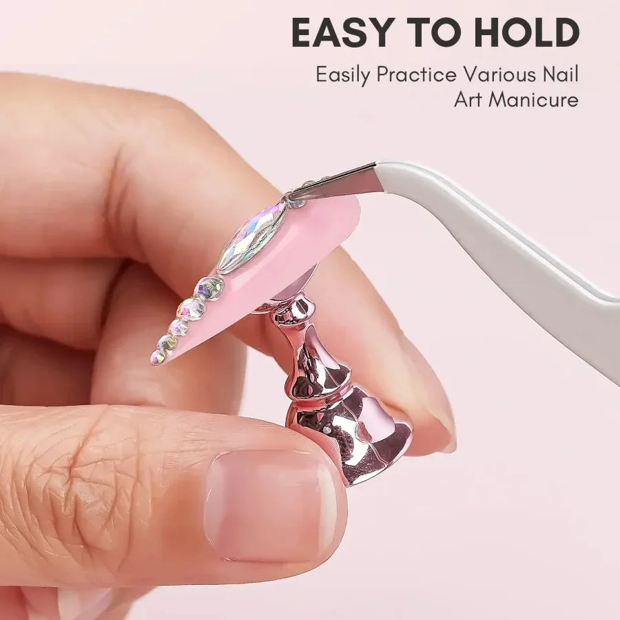 Magnetic Crystal False Nail Practice Holder Stand with Reusable Display