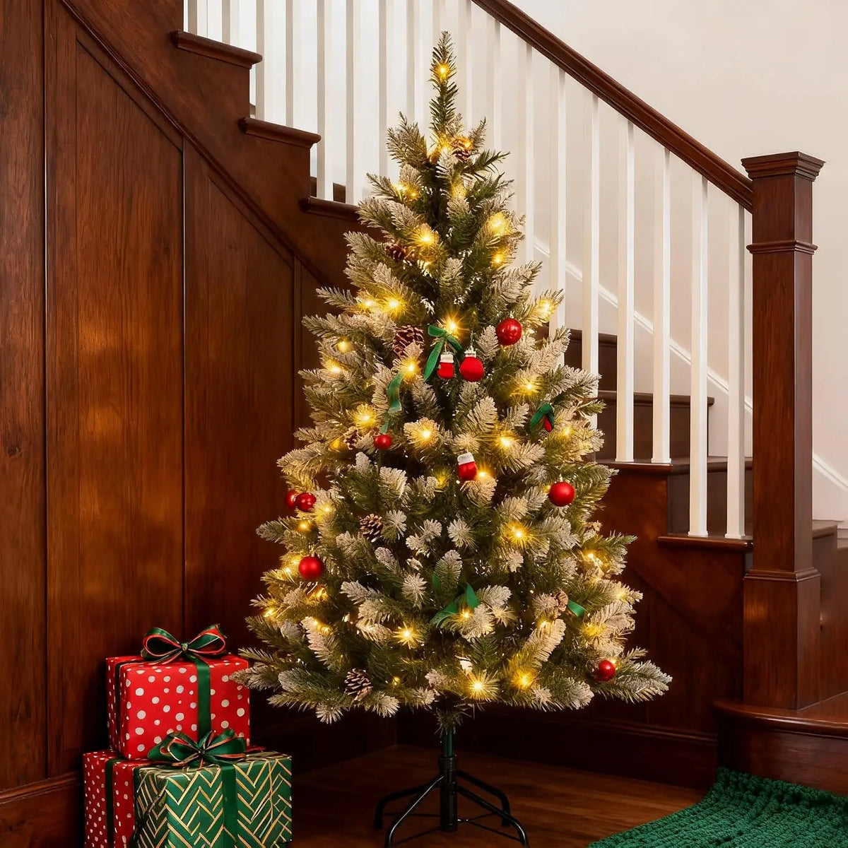 Tacleekii Artificial Christmas Tree With Pinecones And Built In Lights