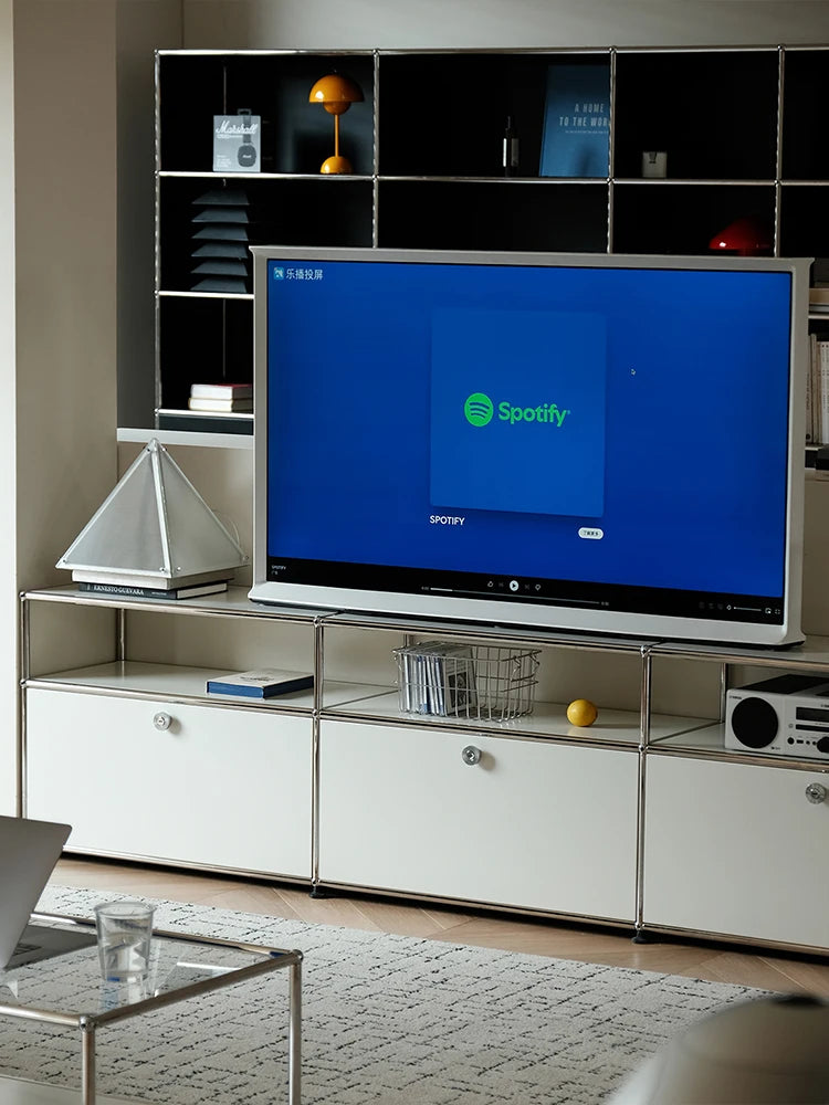 Bigcityfur Modern Metal TV Stand With Corner Storage And Display Shelf