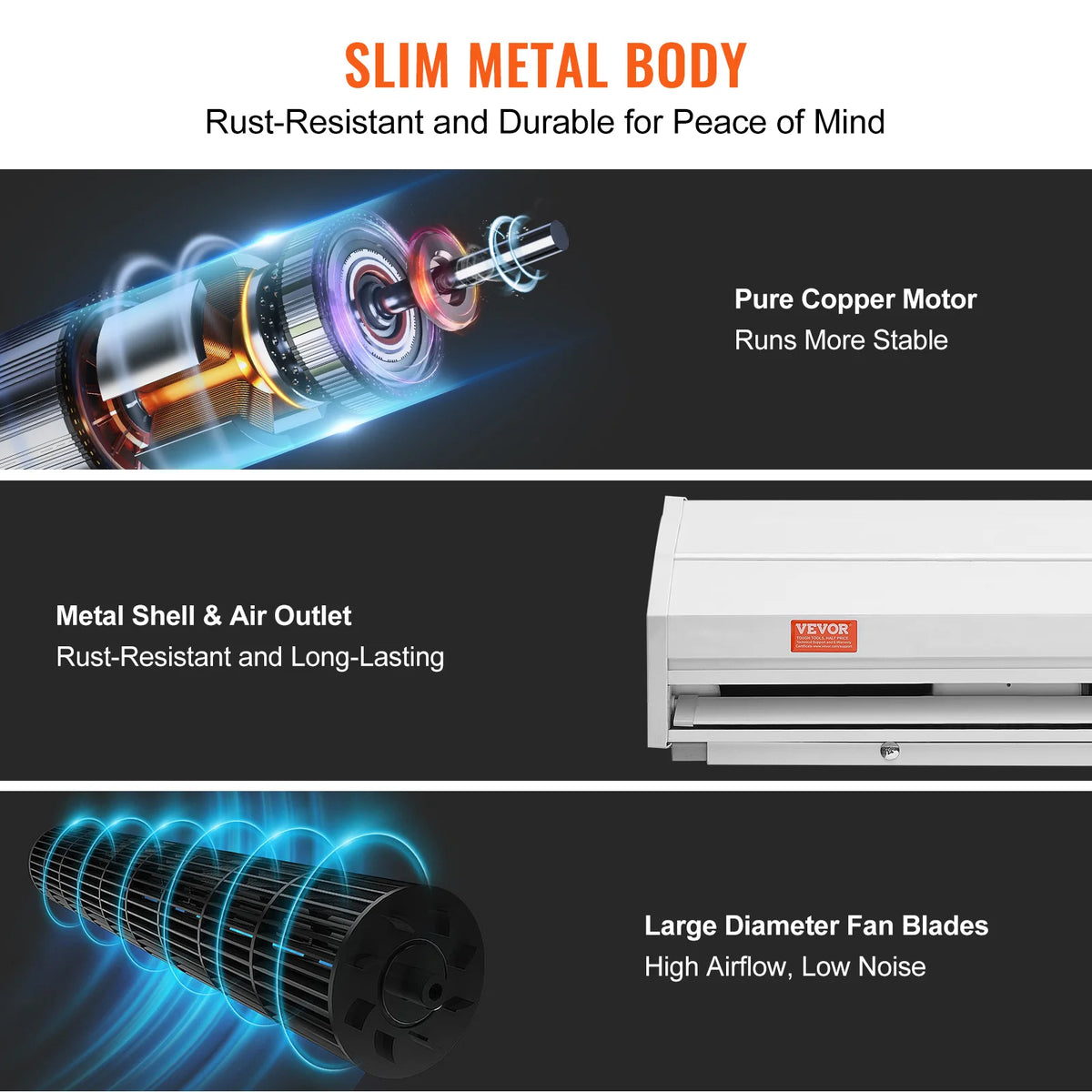 SucceBuy Commercial Indoor Air Curtain Wall Mounted Fan
