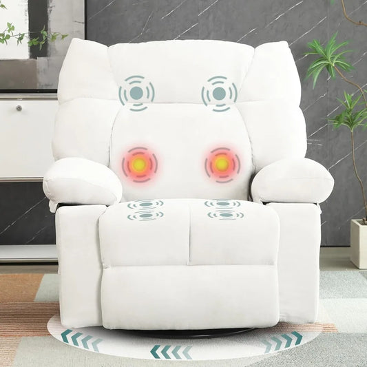Power Swivel Rocker Recliner Chair Oversized for Adults, Electric Heated & Massage Chair Recliner with USB/Type-C,, Customized