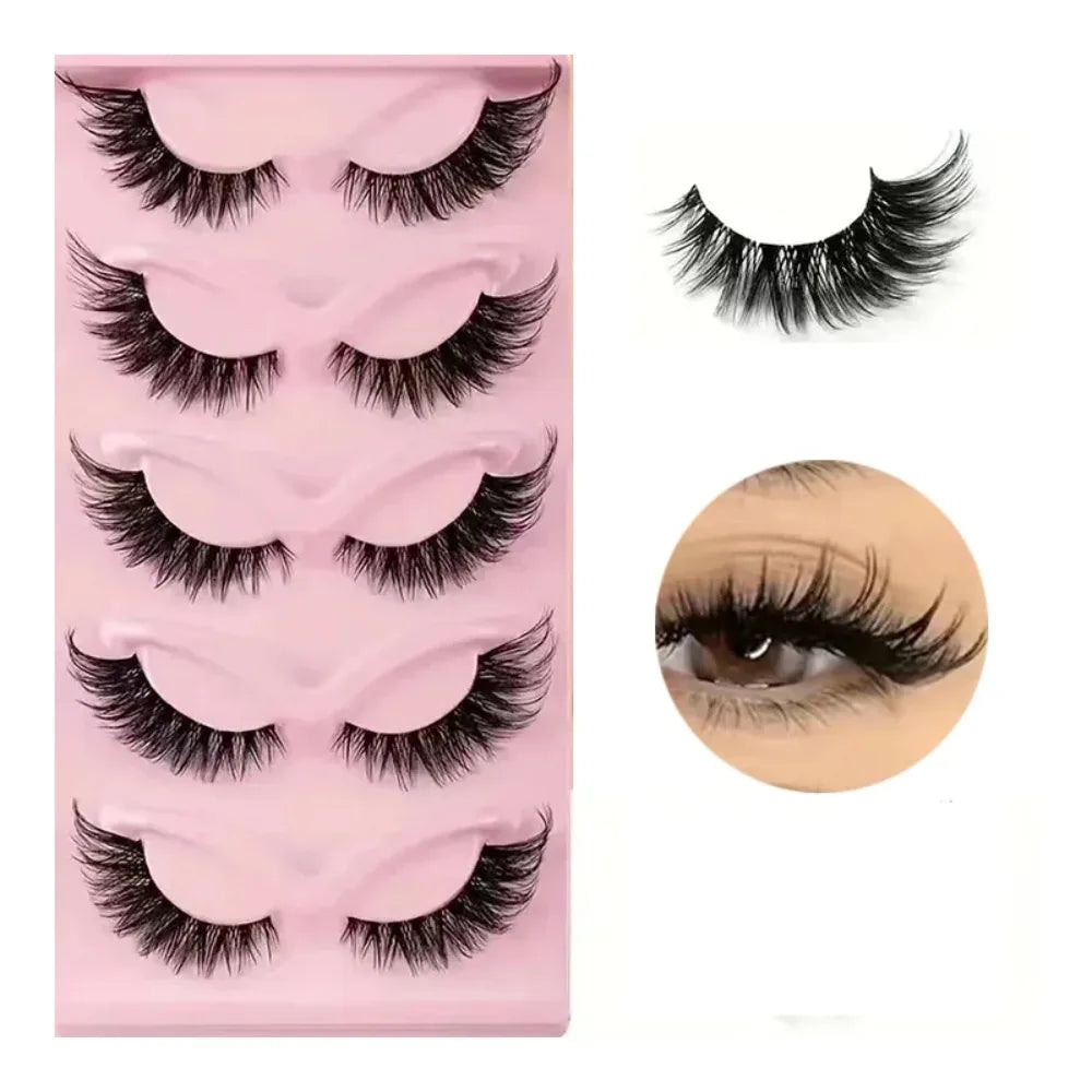 Hot Selling 5 Pairs Cat Eye False Eyelashes Natural Look Wispy Lashes for Daily Eye Makeup