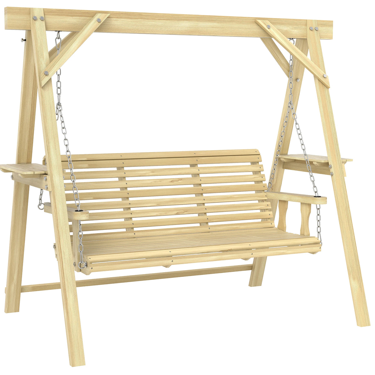 Outsunny Three Seat Porch Swing With Stand And Side Tables