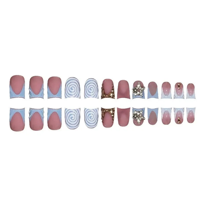 Elegant Y2k Press On False Nails With Star Rhinestone Design