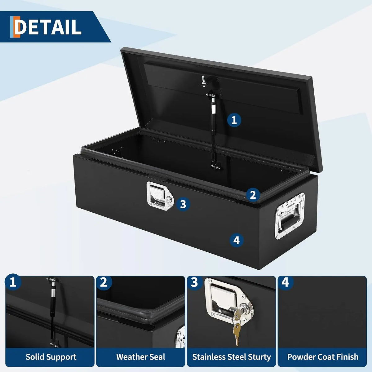Garvee Diamond Plate Steel Truck Bed Tool Storage Box