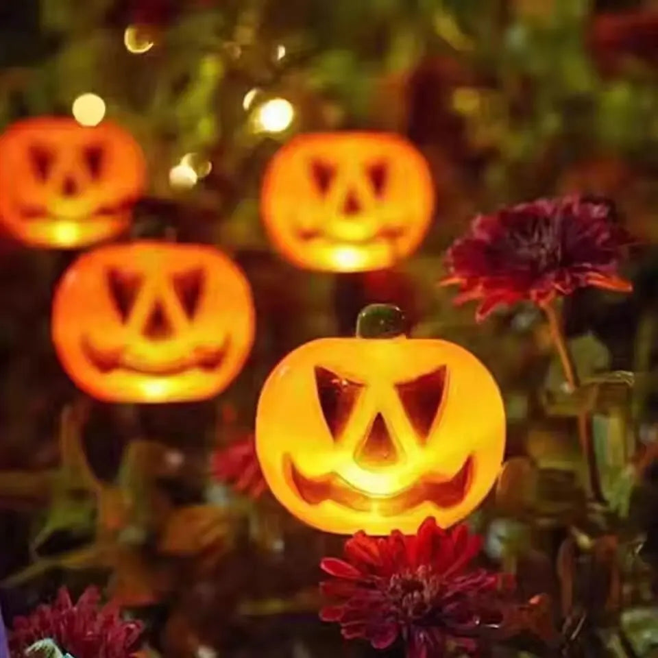 5pcs Pack Solar Powered Outdoor Pumpkin Lights Halloween Fall Waterproof Decorations Garden Lanterns for Lawn Yard Path Party