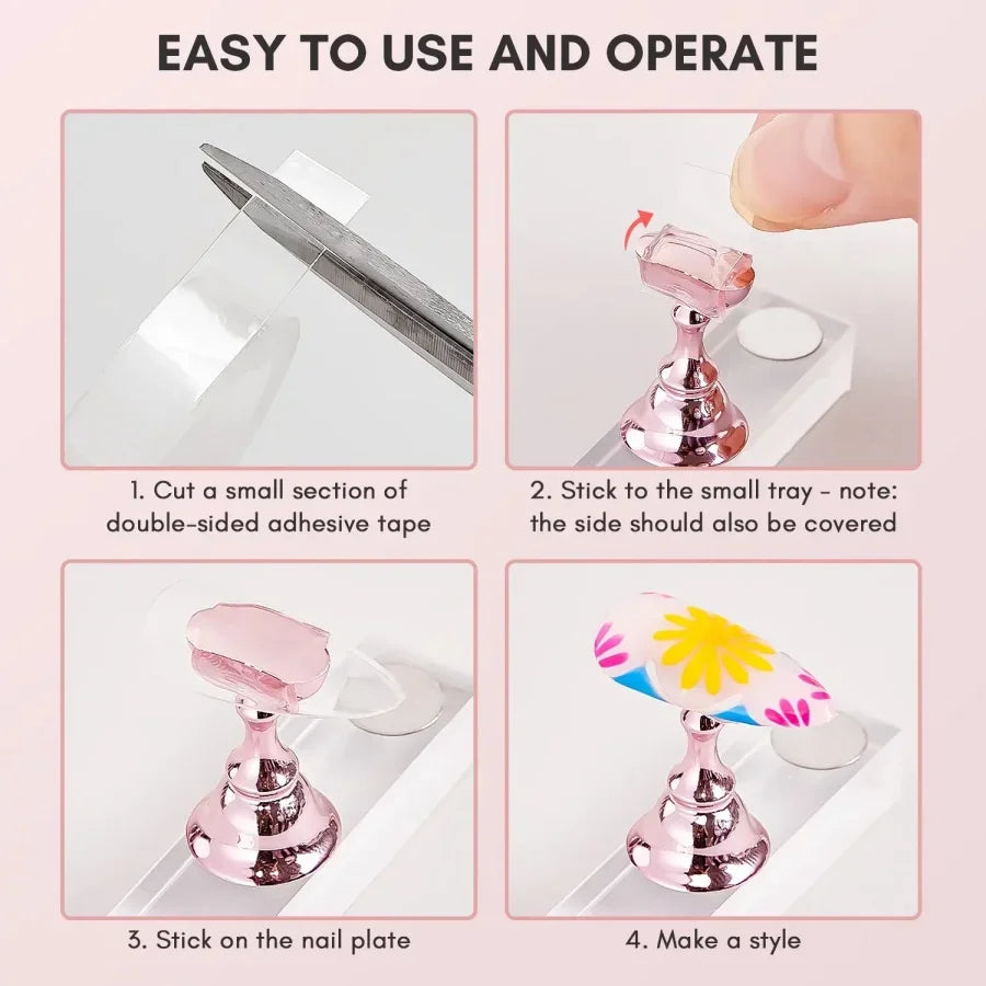 Magnetic Crystal False Nail Practice Holder Stand with Reusable Display