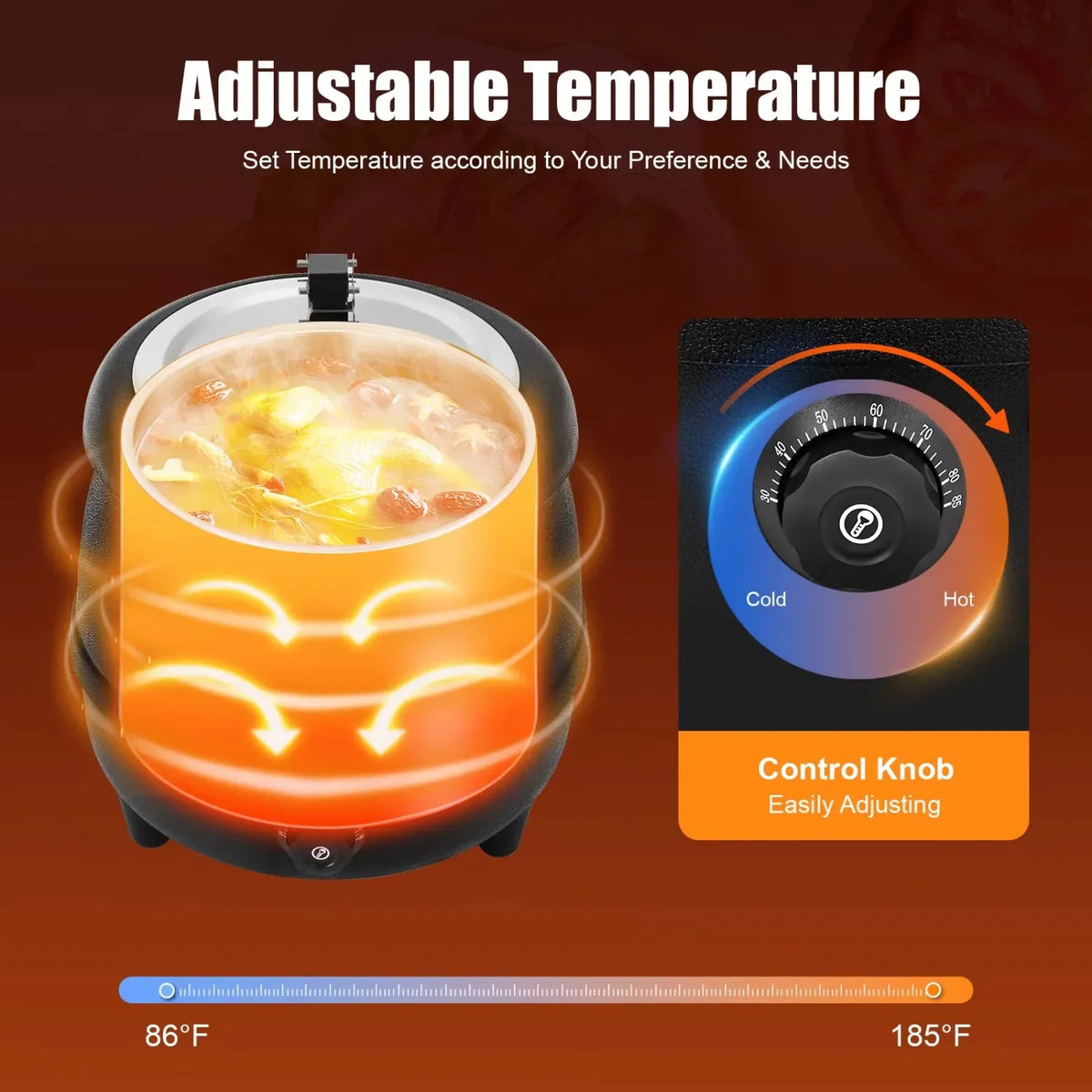 NEW 10L Soup Kettle,Commercial Soup Kettle Electric Countertop Food Warmer with Stainless Steel Hinged Lid and Detachable Insert Pot