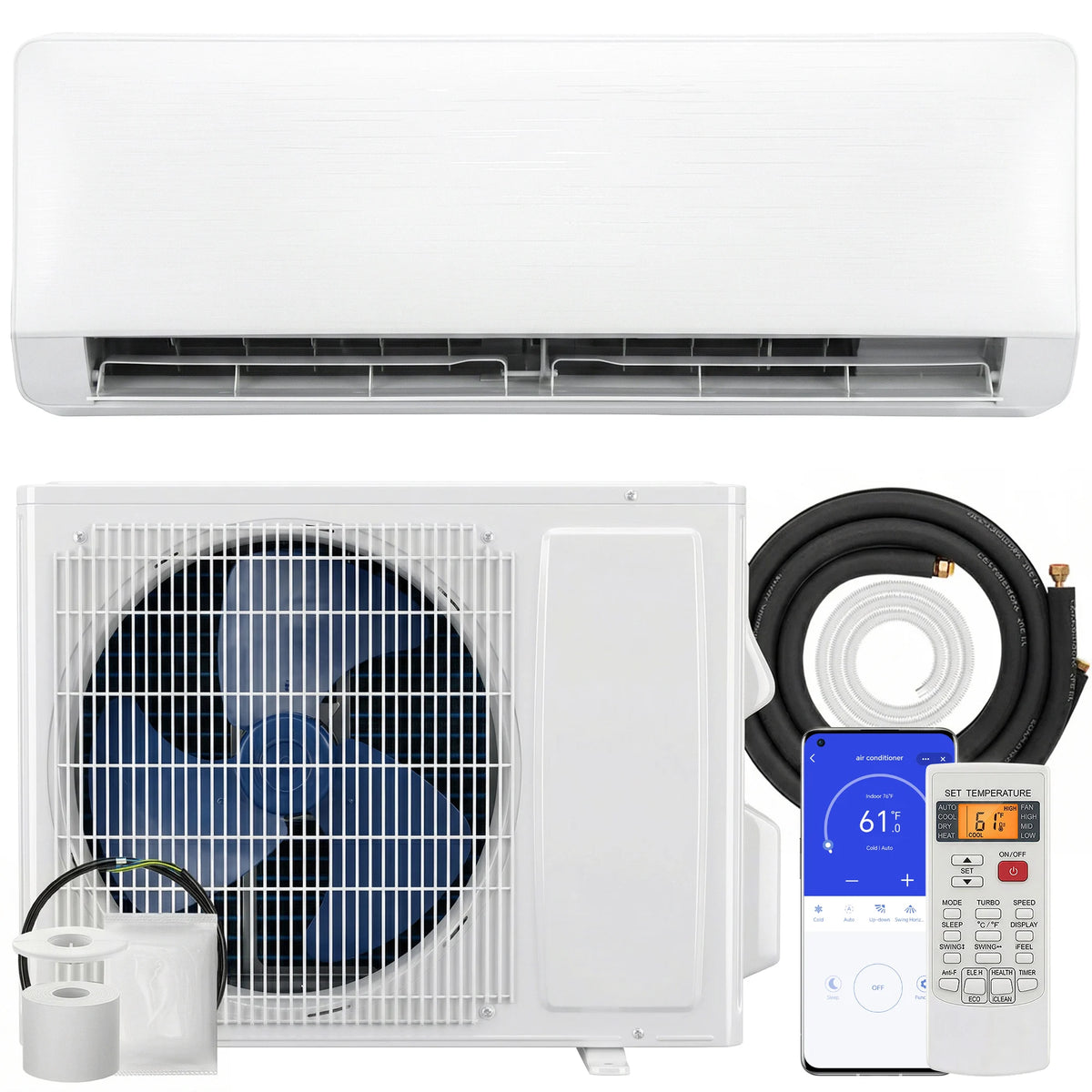 12000 BTU Mini Split Heat Pump 22 SEER2 Wifi Kit