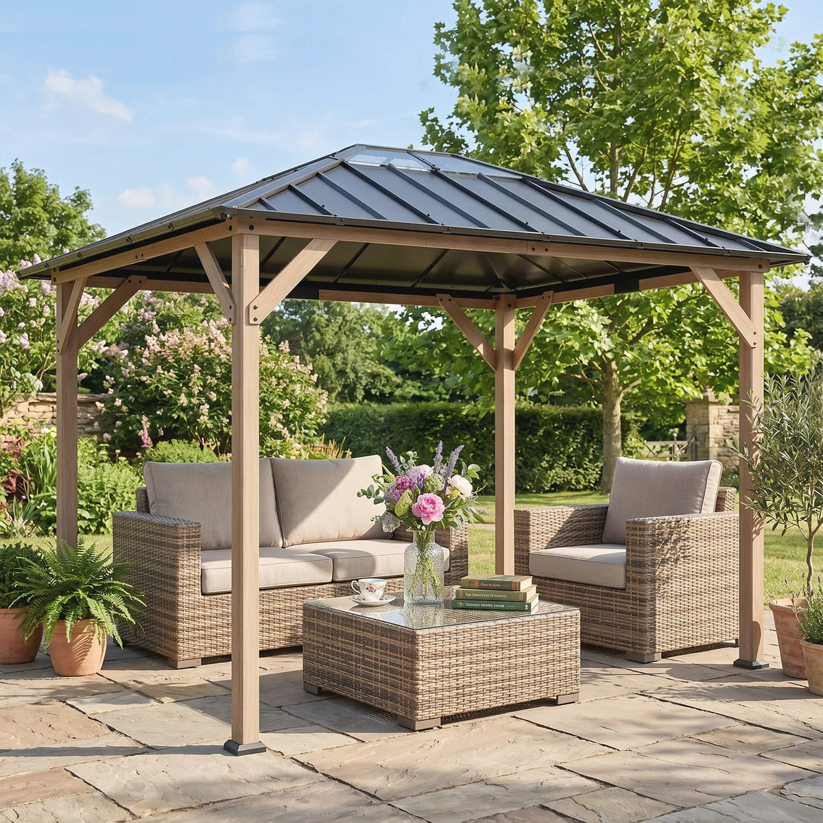 Outsunny 10'X12' Hardtop Gazebo with Steel Roof, Upf50+ Permanent Pavilion