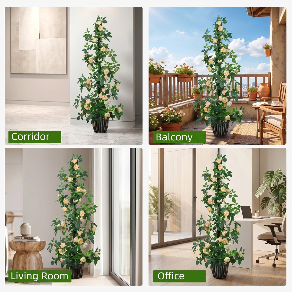Artificial Rose Tree With Pot For Elegant Indoor Decor